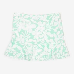 Theory Ginnie Mini Skirt Size 8 Green Linen Blend Floral Tropical Beach Summer